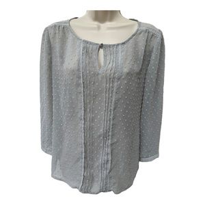 ⭐️ NY & COMPANY SHEER BLOUSE - LIGHT GREY - TEXTURED POM POM STYLE - SIZE XS ⭐️